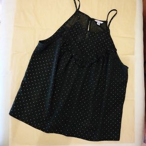 GUESS Ruffled Top w/ Gold Polka Dots Size S